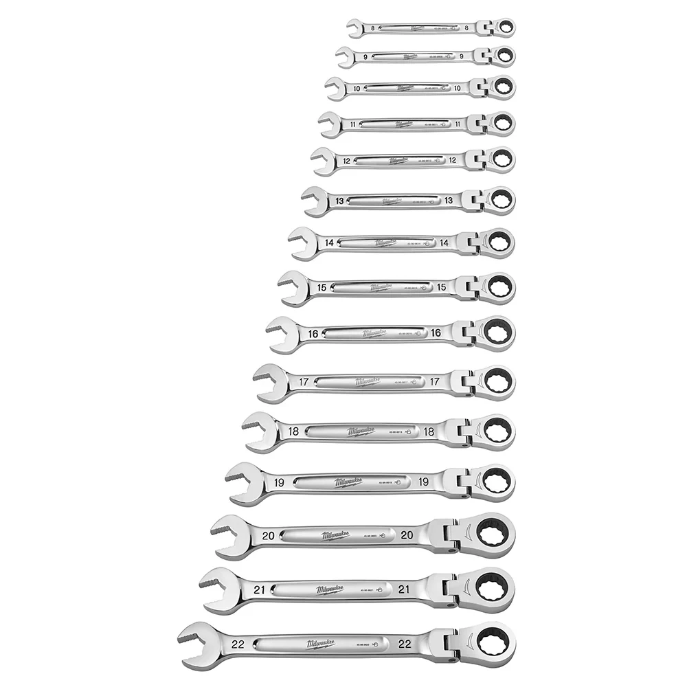 Milwaukee 48-22-9513, Flex Head Ratcheting Combination Metric Wrench Set 15-Piece - Image 3