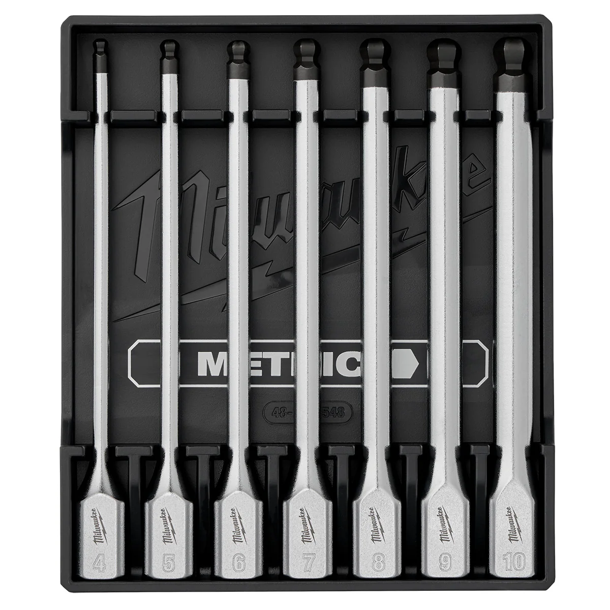 Milwaukee 48-22-9548, 7pc 3/8” Drive Long Ball End Hex Bit Socket Set - Metric