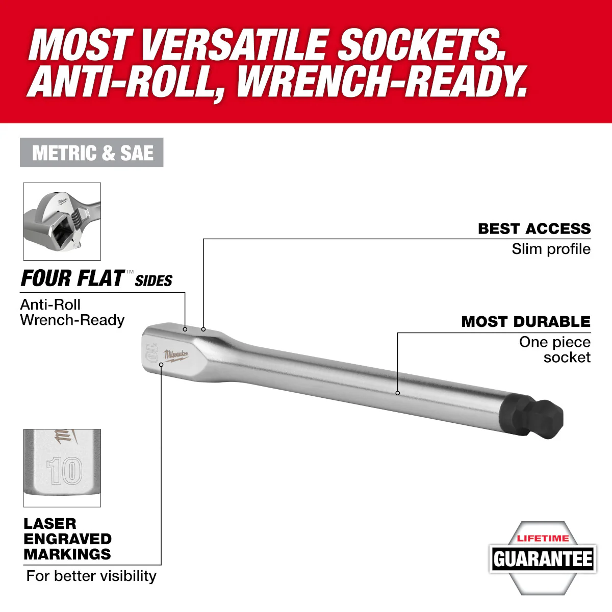 Milwaukee 48-22-9549, 8pc 3/8” Drive Long Ball End Hex Bit Socket Set - SAE - Image 4