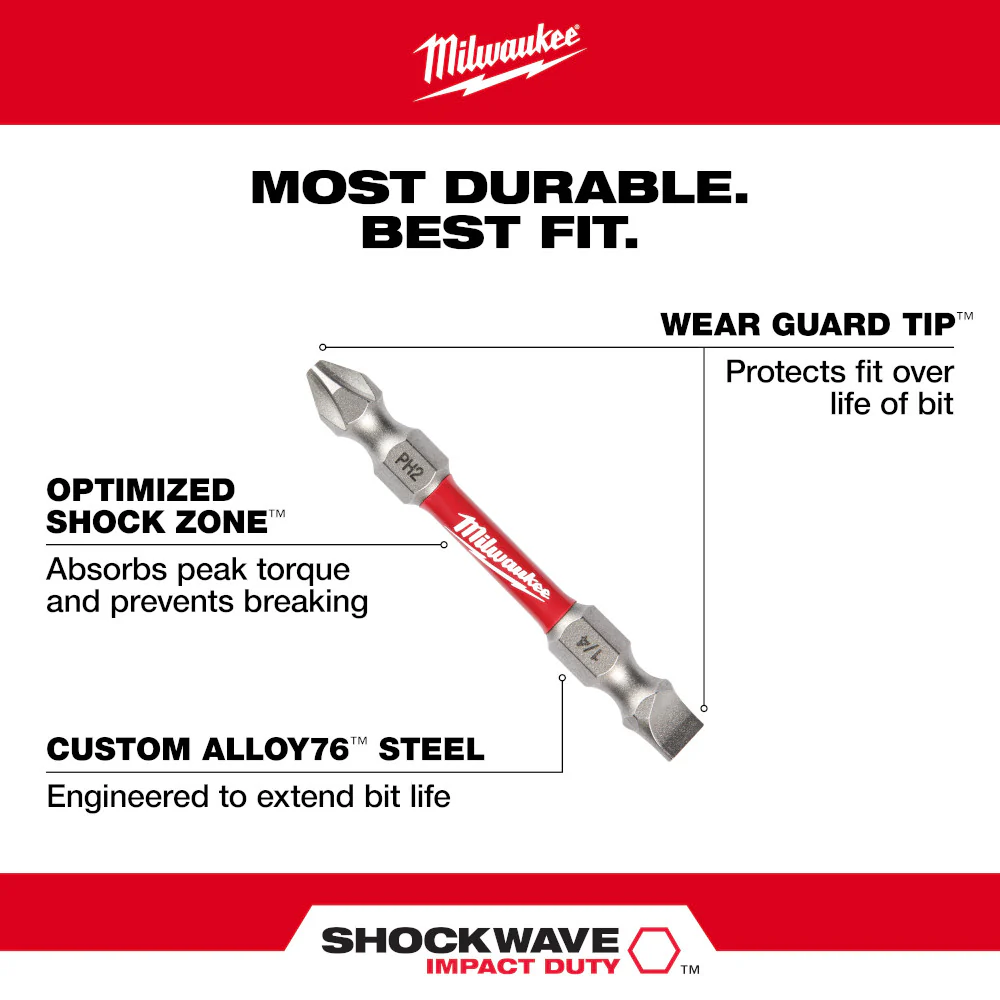 Milwaukee 48-32-4310, SHOCKWAVE PH2/SL1-4 IMPACT DOUBLE ENDED BIT - Image 4