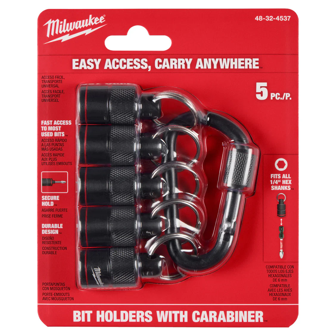 Milwaukee 48-32-4537, 5PC BIT HOLDER W/ CARABINER - Image 5