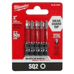 Milwaukee 48-32-4606, SHOCKWAVE™ 2" Impact Square Recess #2 Power Bits (5 PK)