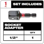 Milwaukee 48-32-5034, 1/4" Hex to 1/2 " Square SHOCKWAVE Impact Duty Socket Adapter - Image 3