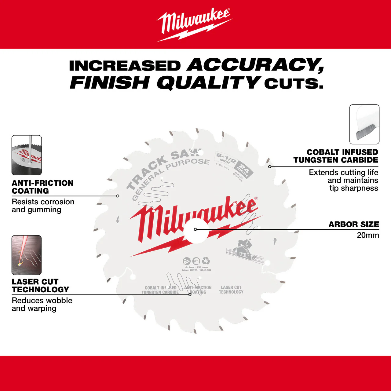 Milwaukee 48-40-0624, 6-1/2" 24T General Purpose Track Saw Blade - Image 3