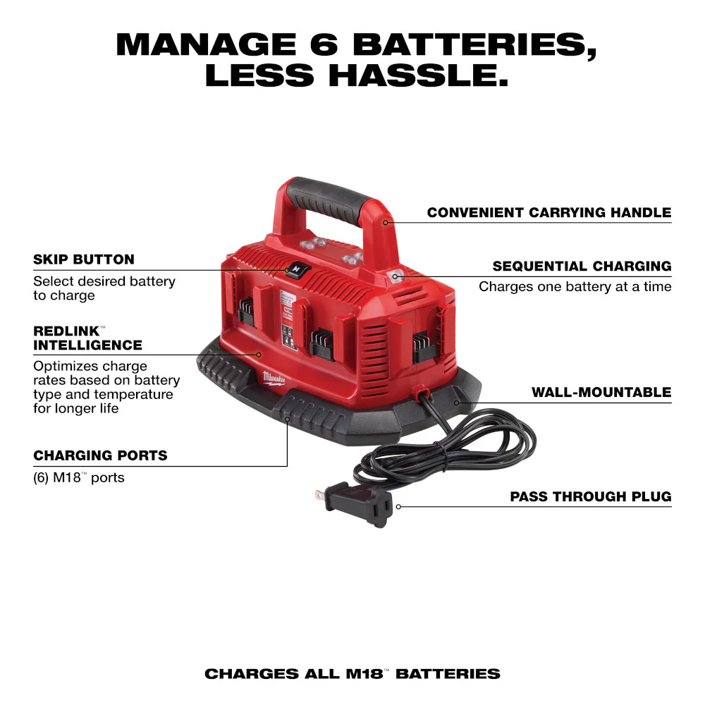 Milwaukee 48-59-1806, M18 Six Pack Sequential Charger - Image 4