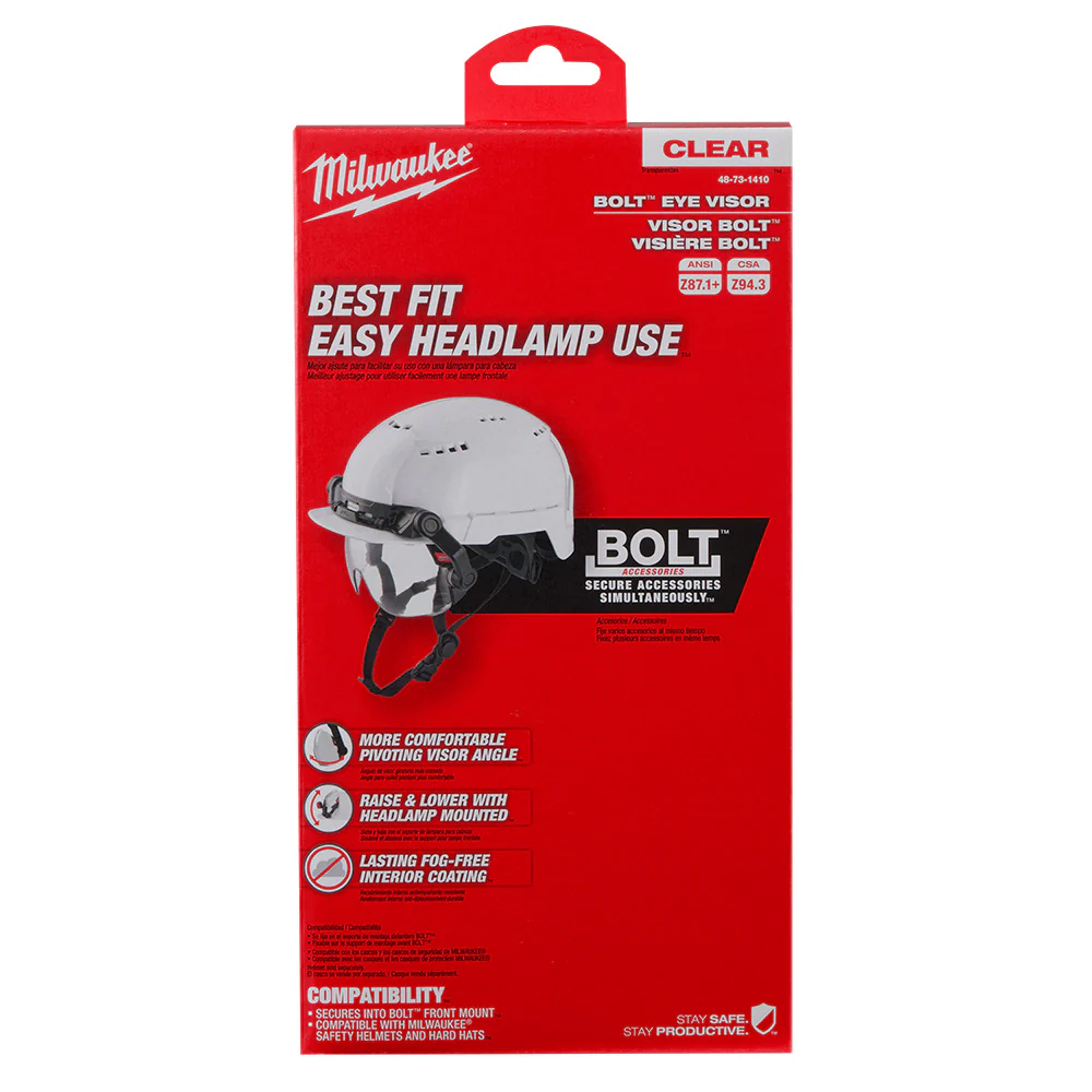 Milwaukee 48-73-1410, BOLT™ Eye Visor - Clear Dual Coat Lens (Compatible with Milwaukee® Safety Helmets & Hard Hats) - Image 4