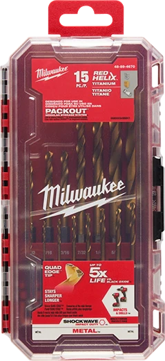 Milwaukee 48-89-4670, 15PC SHOCKWAVE™ Impact Duty RED HELIX™ Titanium Drill Bit Set - Image 2