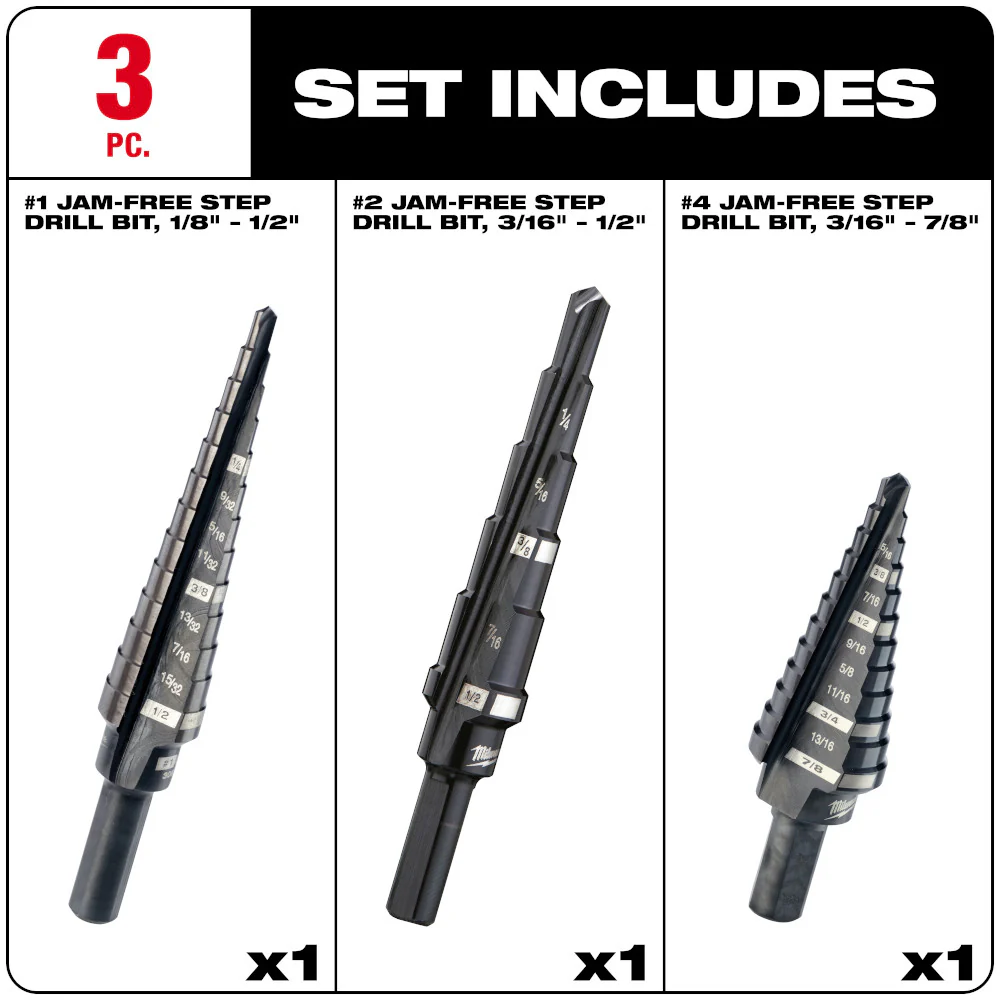 Milwaukee 48-89-9201, #1 Step Drill Bit, 1/8" - 1/2" by 1/32" - Image 5