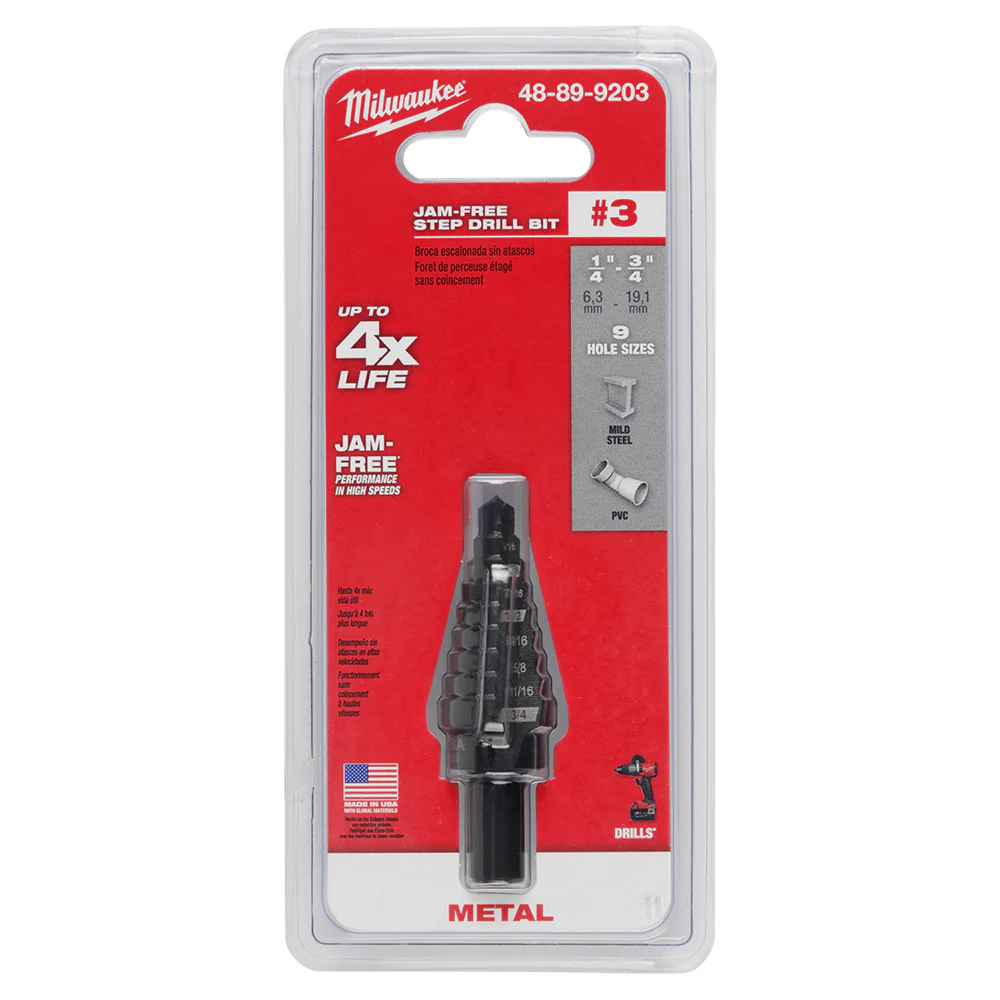 Milwaukee 48-89-9203, #3 Step Drill Bit, 1/4" - 3/4" by 1/16" - Image 5