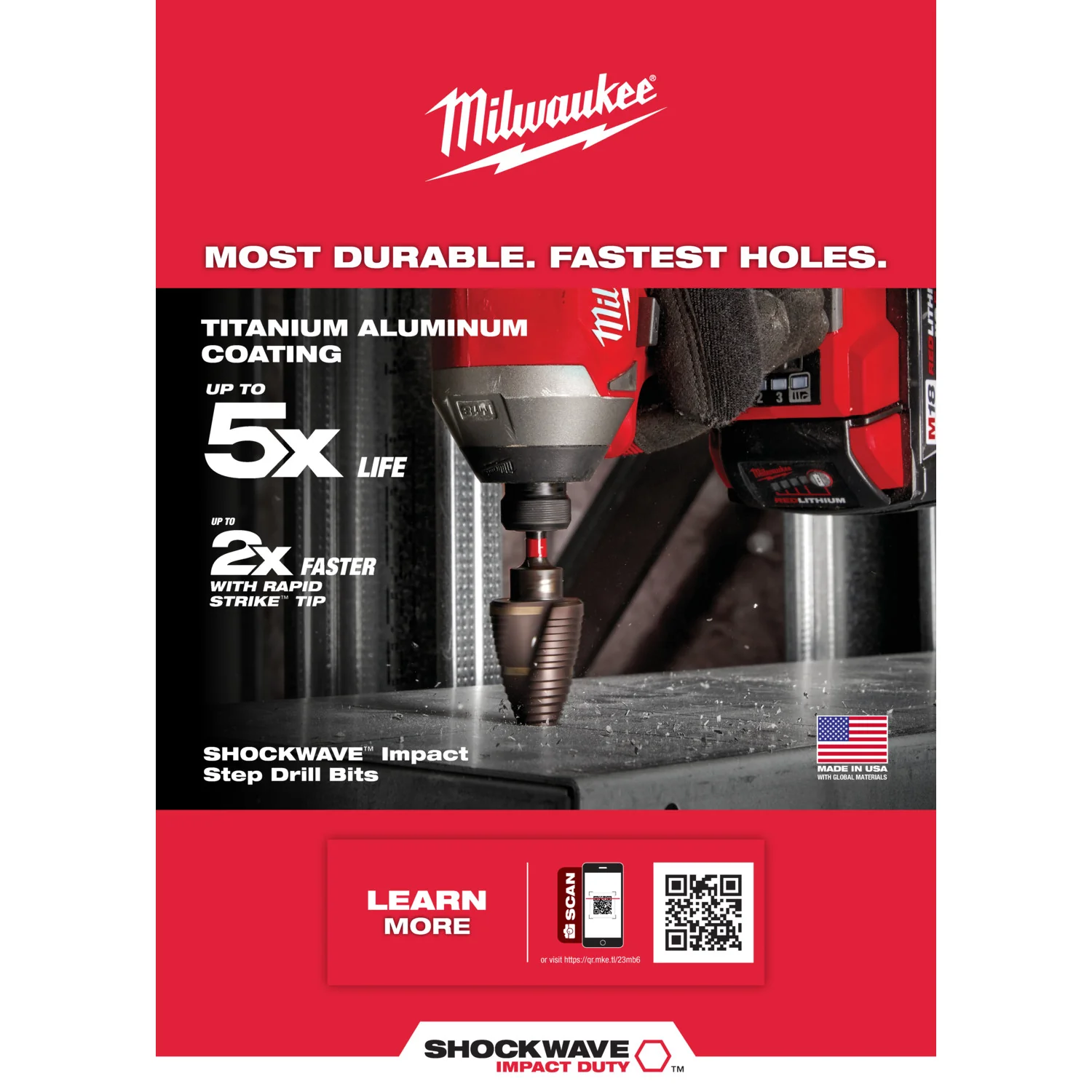 Milwaukee 48-89-9254, SHOCKWAVE Impact Duty Step Drill Bit 3pc Set (#1, #2, #4) - Image 3