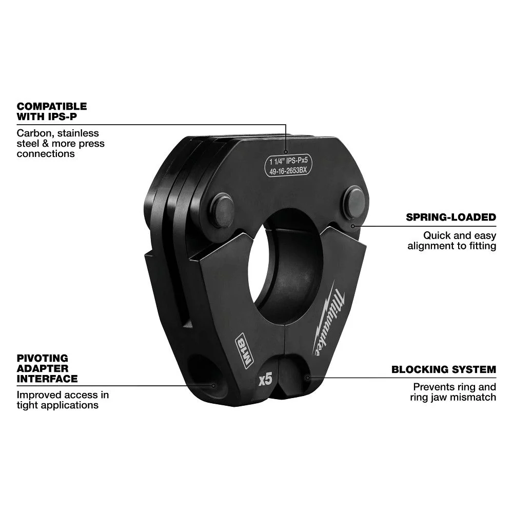 Milwaukee 49-16-2683, 1/2" - 2" IPS-P Jaw & Pivoting Ring Kit for M18 FORCE LOGIC Press Tools - Image 11