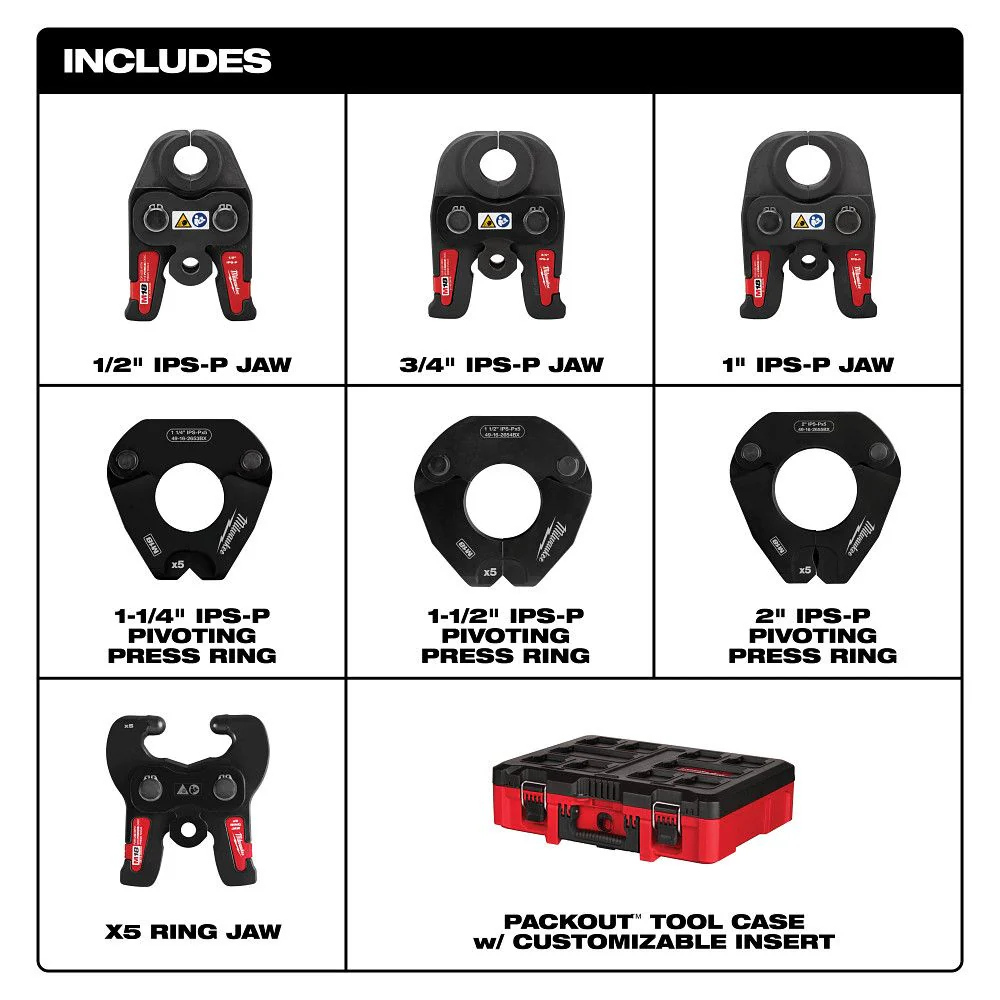 Milwaukee 49-16-2683, 1/2" - 2" IPS-P Jaw & Pivoting Ring Kit for M18 FORCE LOGIC Press Tools - Image 2