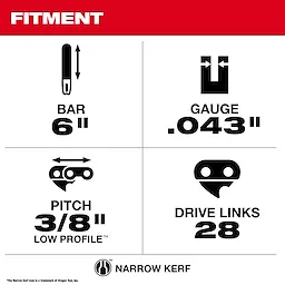 Milwaukee 49-16-2732, 6" 3/8" LOW PROFILE™ Pitch, .043" Gauge Saw Chain - Image 3