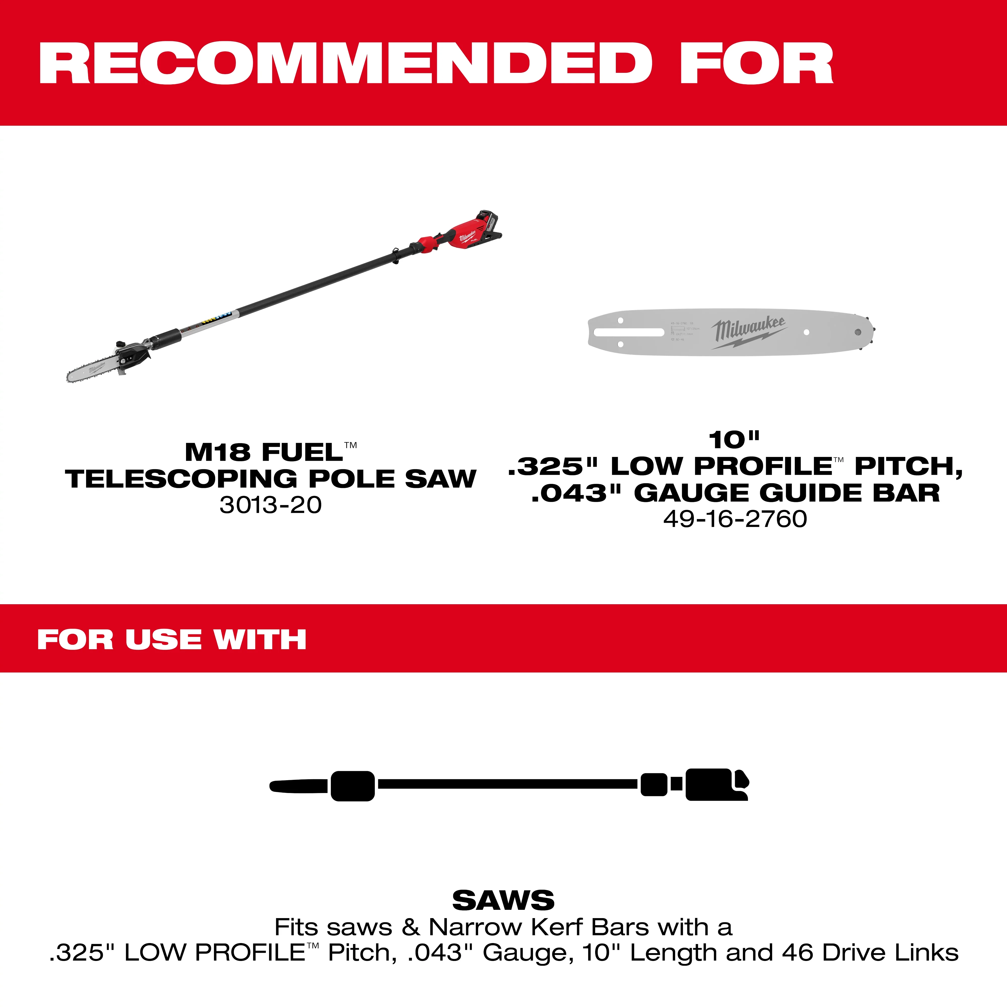 Milwaukee 49-16-2759, 10" Telescoping Pole Saw Chain - Image 2