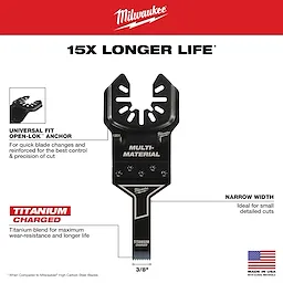 Milwaukee 49-25-1201, OPEN-LOK 3/8" TITANIUM ENHANCED BI-METAL MULTI-MATERIAL BLADE 1PK - Image 8