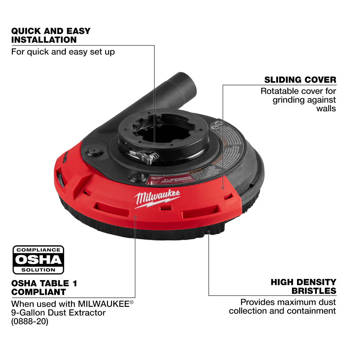 Milwaukee 49-40-6220, 7" Surface Grinding Dust Shroud - Image 9