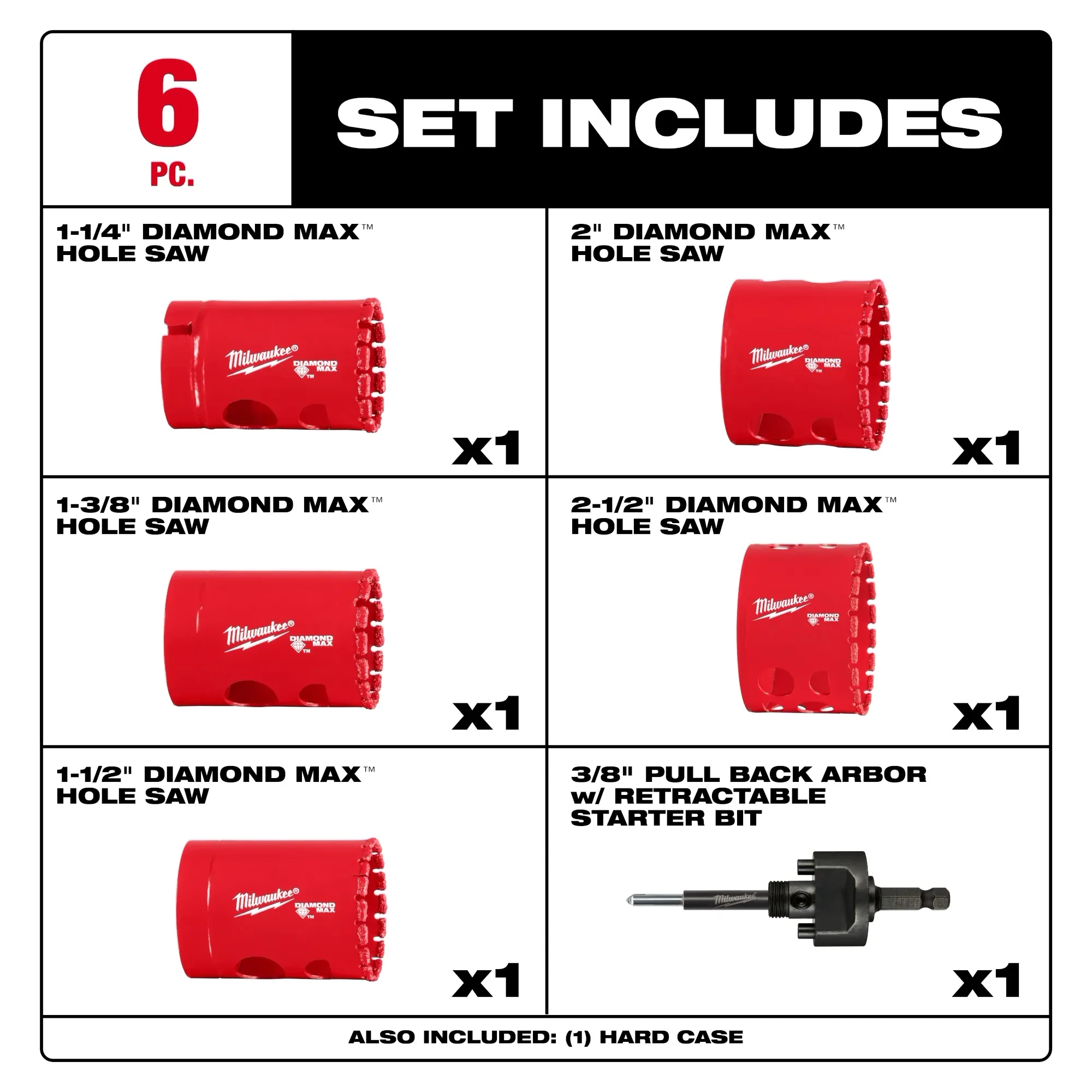 Milwaukee 49-56-5730, Diamond Max™ Hole Saw Set - 6PC - Image 2