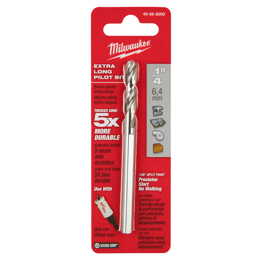 Milwaukee 49-56-8010, 1/4" x 3-1/2" High Speed Steel Pilot Bit - Image 2