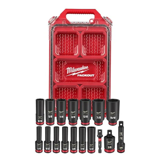 Milwaukee 49-66-6800, SHOCKWAVE Impact Duty™ Socket 3/8” Dr 17PC SAE PACKOUT Set - Image 2
