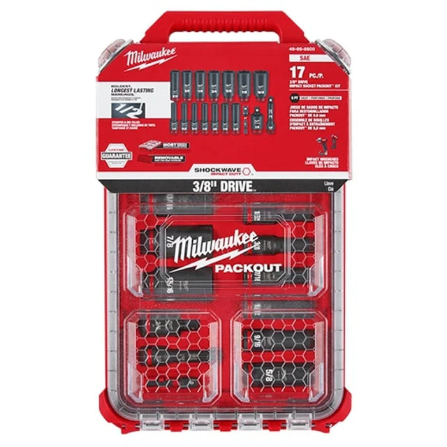 Milwaukee 49-66-6800, SHOCKWAVE Impact Duty™ Socket 3/8” Dr 17PC SAE PACKOUT Set - Image 3