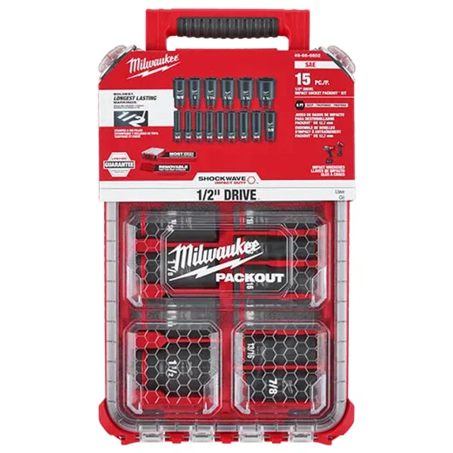 Milwaukee 49-66-6802, SHOCKWAVE Impact Duty™ Socket 1/2” Dr 15PC SAE PACKOUT Set - Image 3