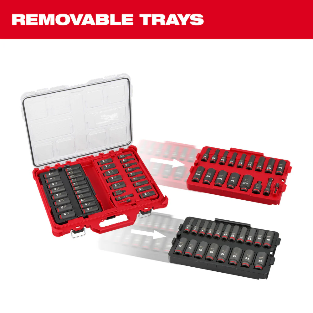 Milwaukee 49-66-6805, SHOCKWAVE Impact Duty™ Socket 3/8” Dr 36PC PACKOUT Set - Image 2