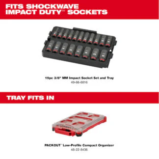 Milwaukee 49-66-6816, SHOCKWAVE Impact Duty™ Socket 3/8” Dr 19PC MM TRAY Set - Image 5