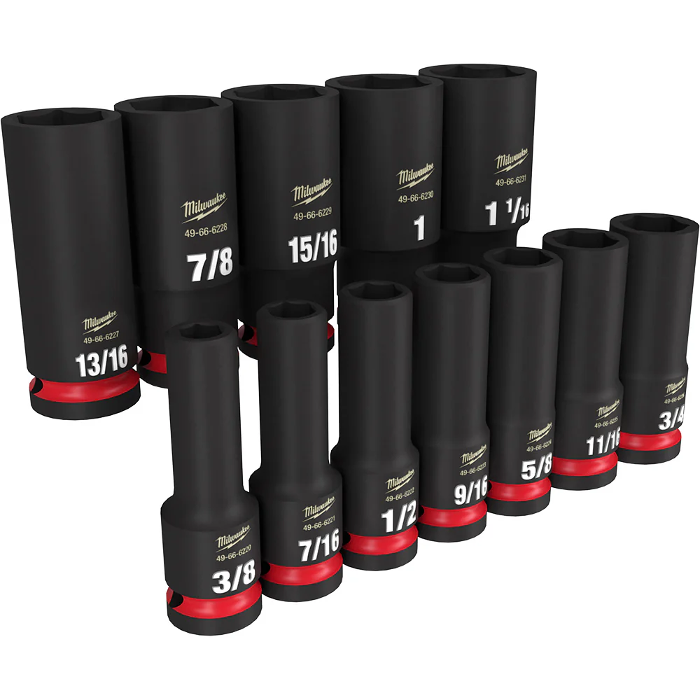 Milwaukee 49-66-7011, 1/2" Drive SHOCKWAVE Impact Duty SAE Deep 6 Point Socket Set - 12 Piece - Image 3