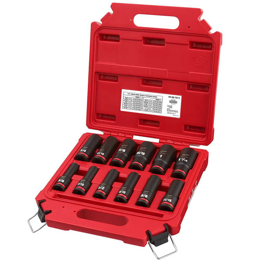 Milwaukee 49-66-7011, 1/2" Drive SHOCKWAVE Impact Duty SAE Deep 6 Point Socket Set - 12 Piece - Image 6