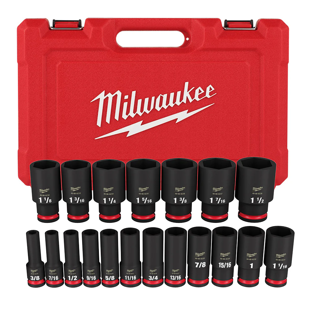 Milwaukee 49-66-7012, 1/2" Drive SHOCKWAVE Impact Duty SAE Deep 6 Point Socket Set - 19 Piece - Image 6