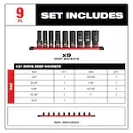 Milwaukee 49-66-7022, 1/2" Drive SHOCKWAVE Impact Duty SAE Deep 6 Point Socket Set - 9 Piece - Image 7