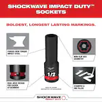 Milwaukee 49-66-7024, 3/8" Drive SHOCKWAVE Impact Duty SAE Deep 6 Point Socket Set - 8 Piece - Image 5
