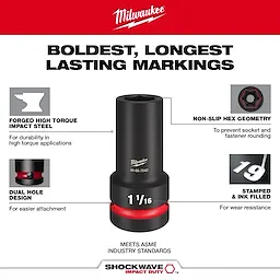 Milwaukee 49-66-7844, SHOCKWAVE Impact Duty™ 1" Drive 1-1/4" Thin Wall Extra Deep 6 Point Socket - Image 5