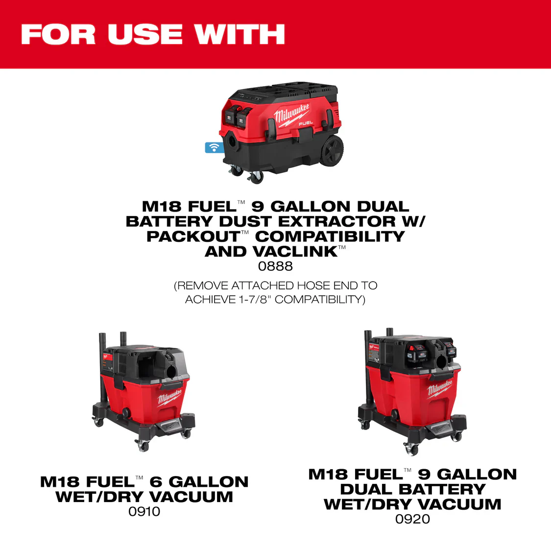 Milwaukee 49-90-1971, 20' Accessory for Hose M18 FUEL 9 Gal Dual Battery Dust Extractor - Image 8