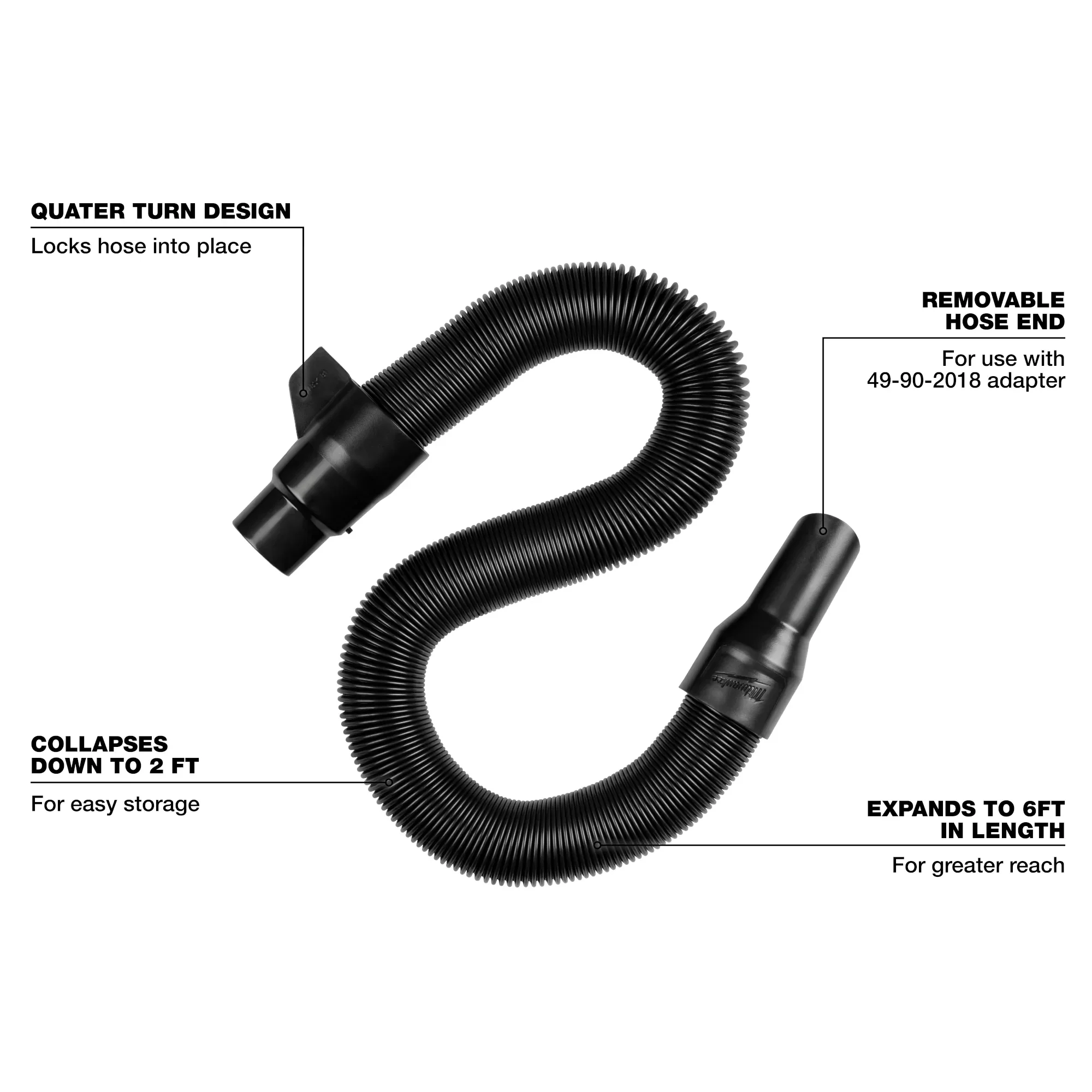 Milwaukee 49-90-2014, 1-1/4” x 2’ to 6’ Expandable Hose - Image 2