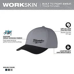 Milwaukee 507G-LXL, WORKSKIN PERFORMANCE FITTED HATS - GRAY LXL - Image 3