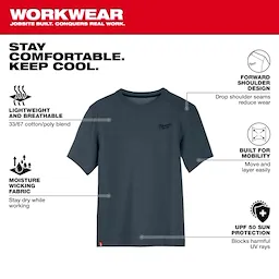 Milwaukee 603BL-S, HYBRID WORK TEE - SS BLUE S - Image 3