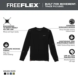 Milwaukee 604B-2X, HYBRID WORK TEE - LONG SLEEVE BLACK 2X - Image 5
