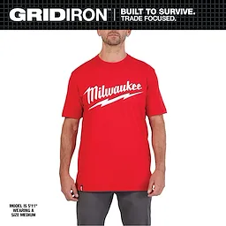 Milwaukee 607R-S, BIG LOGO WORK TEE SS - RED S