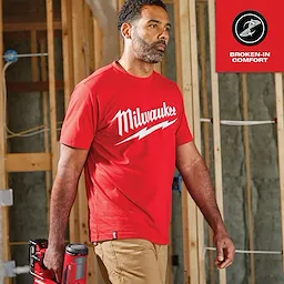 Milwaukee 607R-S, BIG LOGO WORK TEE SS - RED S - Image 8