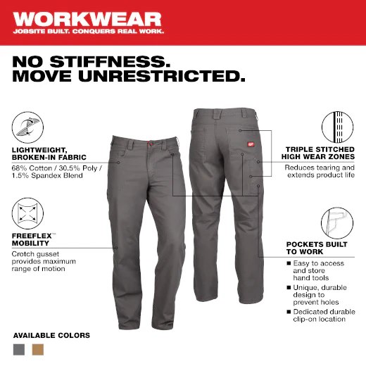 Milwaukee 701G Men's Heavy Duty Flex Work Pants with 6 Pockets - Gray (Discontinued) - Image 3