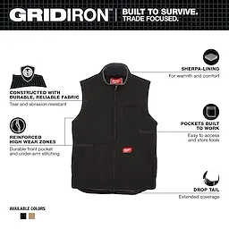 Milwaukee 801B-2X, HEAVY DUTY SHERPA-LINED VEST - BLACK 2X - Image 2