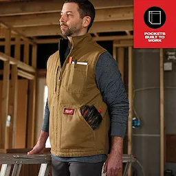 Milwaukee 801BR-2X, HEAVY DUTY SHERPA-LINED VEST- BROWN 2X - Image 8