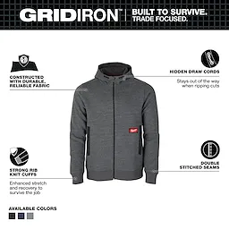 Milwaukee M250G, GRIDIRON™ Full-Zip Hoodie Gray - M - Image 4
