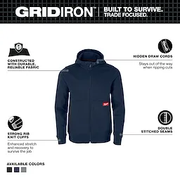 Milwaukee M250U, GRIDIRON™ Full-Zip Hoodie Blue - L - Image 2