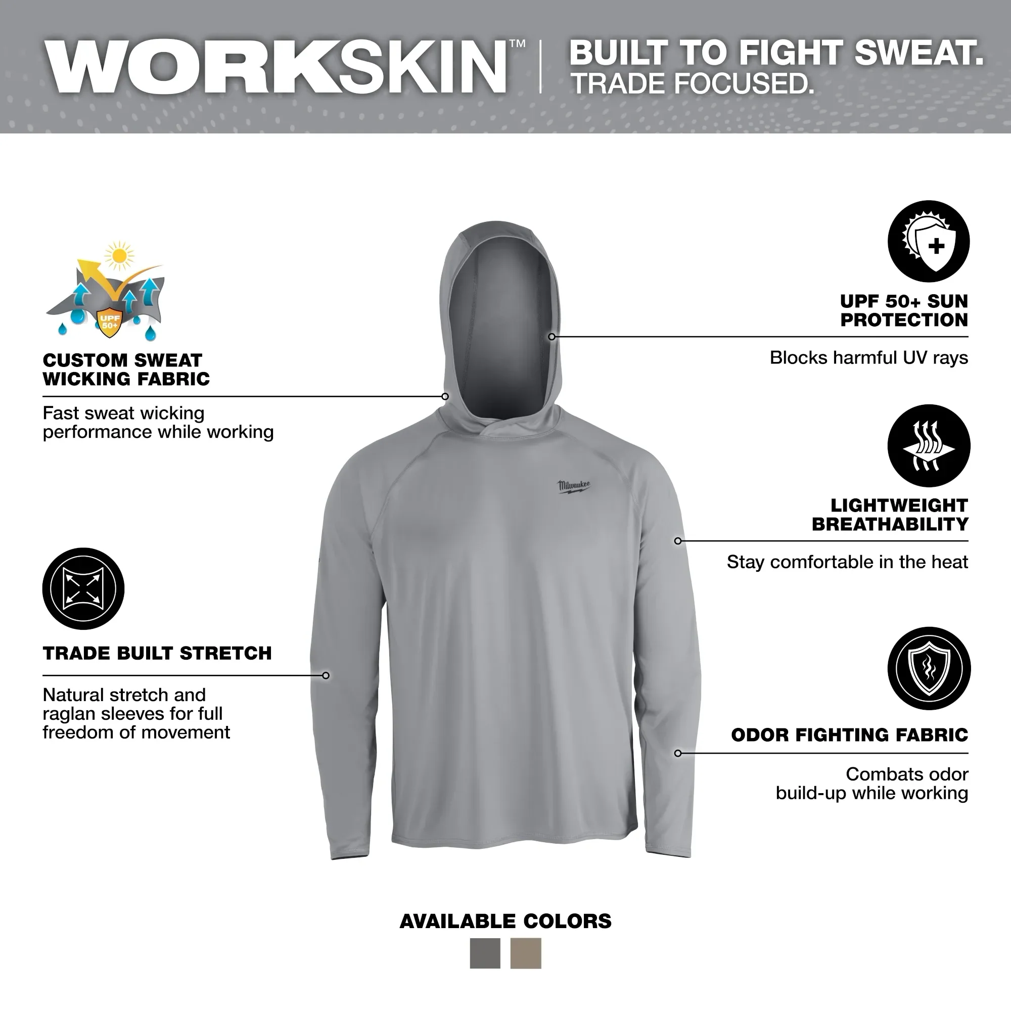 Milwaukee M550 WORKSKIN™ Hooded Sun Shirt - Image 8