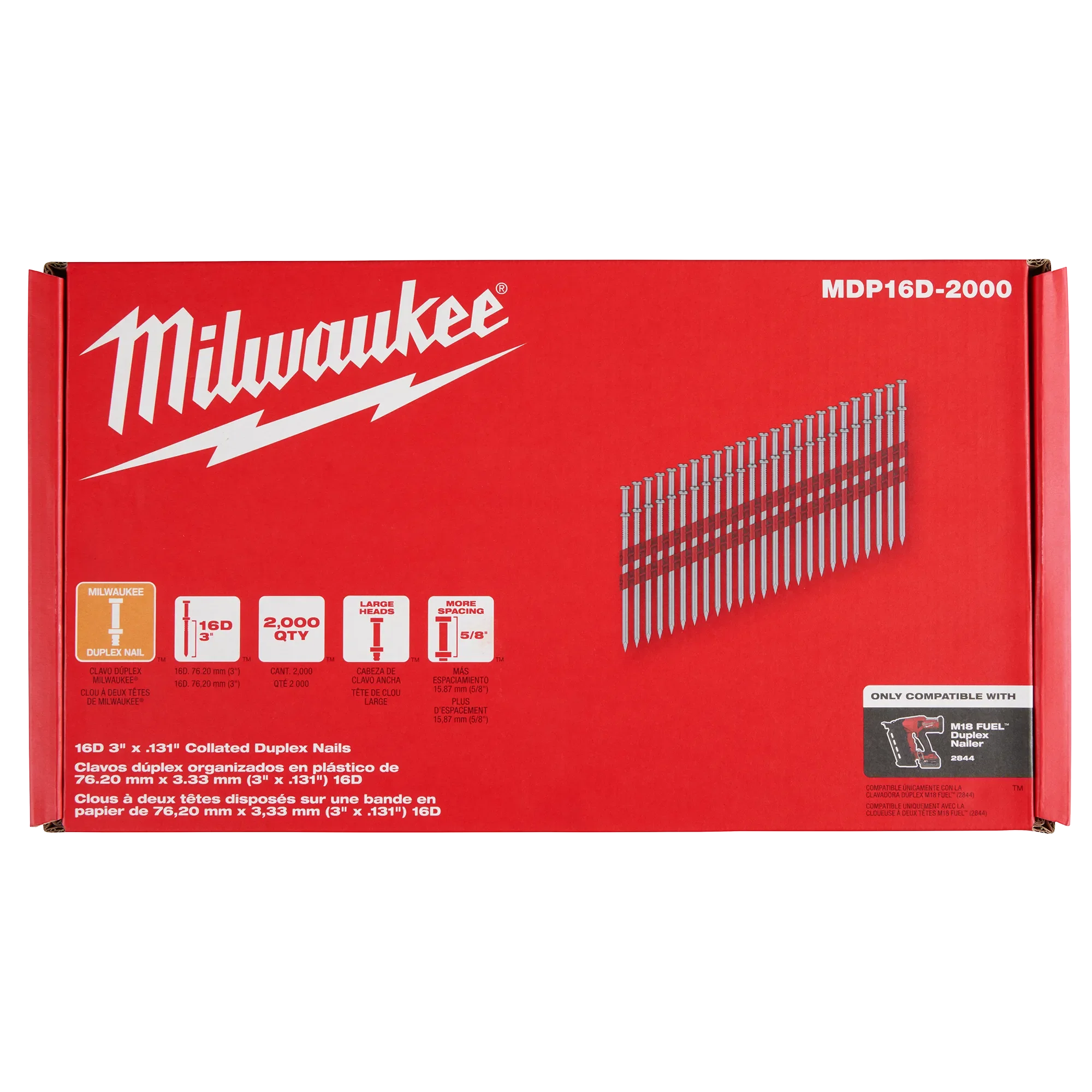 Milwaukee MDP16D-2000,  16D 3” x .131” Collated Duplex Nails - Image 5