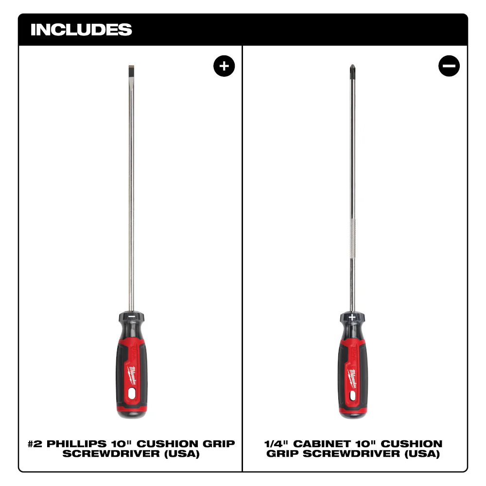 Milwaukee MT200-2L, 2 PC. 10" Cushion Grip Screwdriver Set (USA) - Image 3