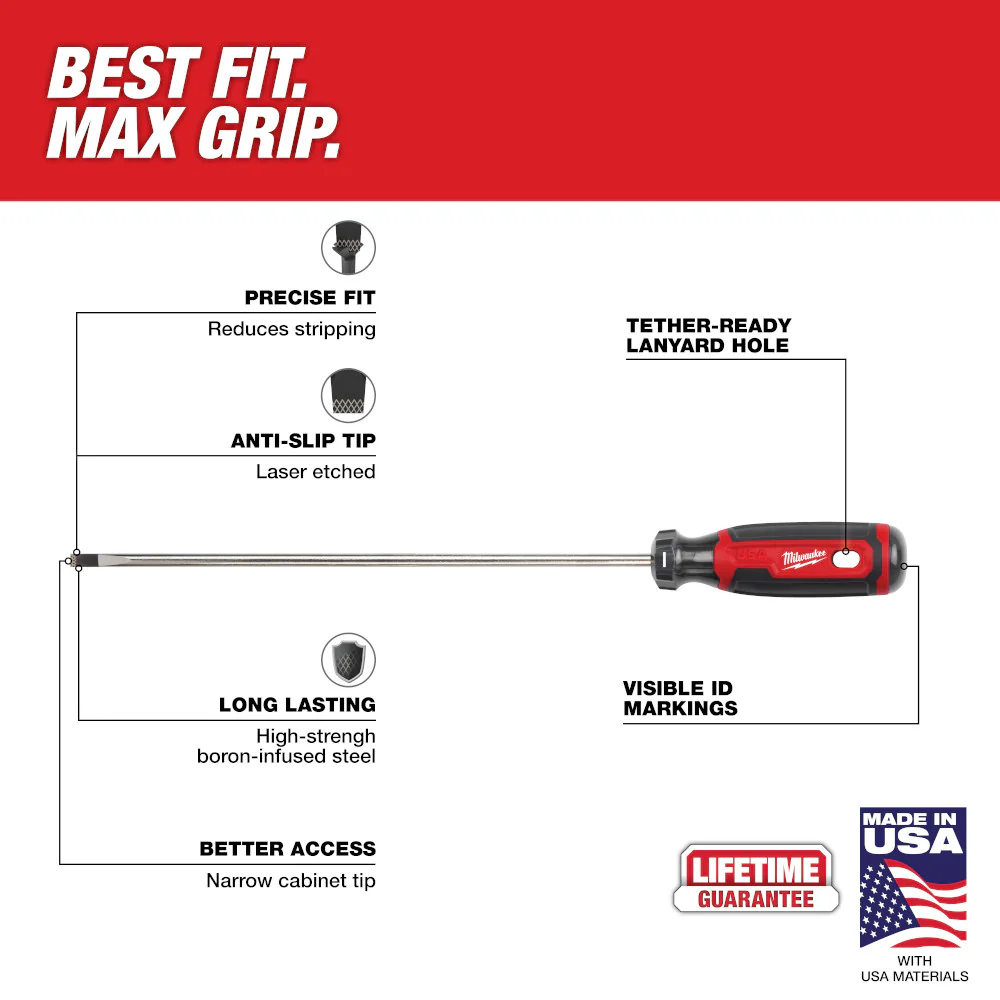 Milwaukee MT200-2L, 2 PC. 10" Cushion Grip Screwdriver Set (USA) - Image 6