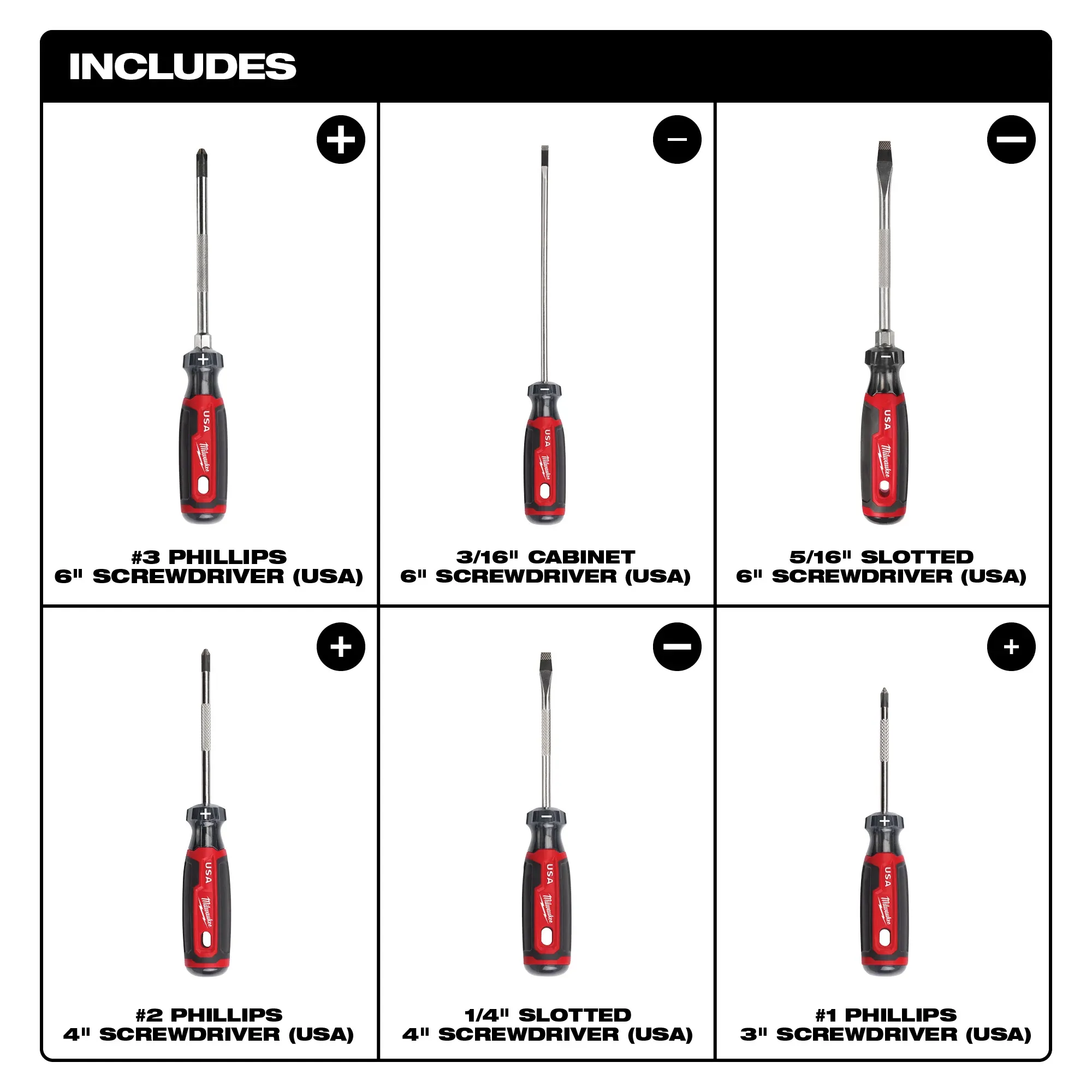 Milwaukee MT200-6, 6pc Cushion Grip Screwdriver Sets - USA - Image 4